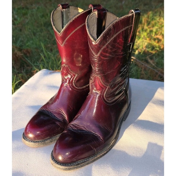 Ranchero Other - Ranchero Mens Burgundy Cherry Leather Western Cowboy Boots Made in Mexico 8.5